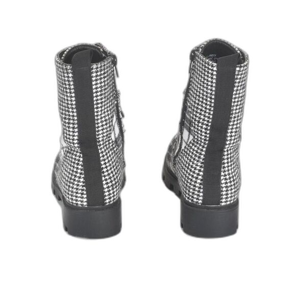 Lust 4 Life LL - Freek Black Fabric Funky Plaid Boot Size 6.0 - Picture 2 of 5